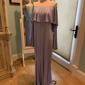 PinkBlush Lt Blue Off Shoulder Maternity Dress